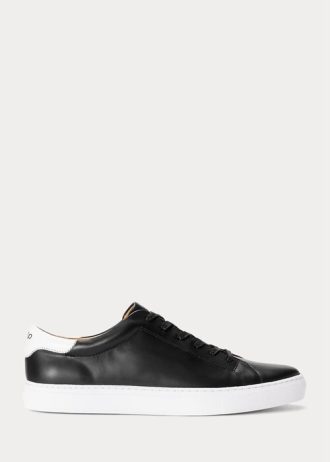 Svarta Ralph Lauren Jermain lädersneakers för män