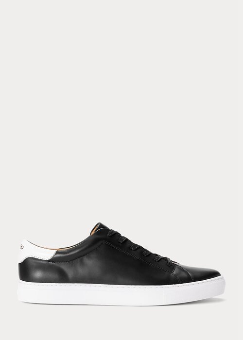 Svarta Ralph Lauren Jermain lädersneakers för män Svarta Ralph Lauren Jermain lädersneakers för män