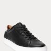 Svarta Ralph Lauren Jermain lädersneakers för män Svarta Ralph Lauren Jermain lädersneakers för män