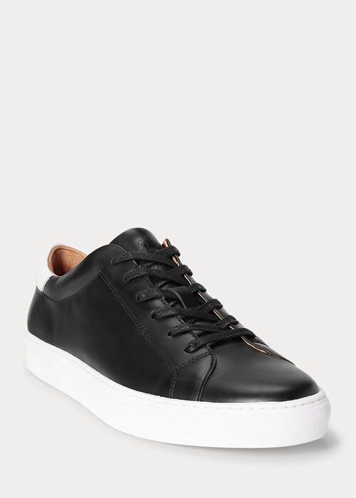 Svarta Ralph Lauren Jermain lädersneakers för män Svarta Ralph Lauren Jermain lädersneakers för män