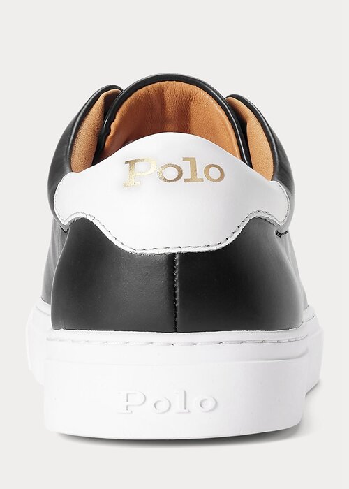 Svarta Ralph Lauren Jermain lädersneakers för män Svarta Ralph Lauren Jermain lädersneakers för män