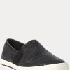 Svarta Ralph Lauren Jinny Woven Slip-On Sneakers för kvinnor Svarta Ralph Lauren Jinny Woven Slip-On Sneakers för kvinnor