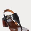 Svarta Ralph Lauren Julie Welington sandaler i kalvskinn för kvinnor Svarta Ralph Lauren Julie Welington sandaler i kalvskinn för kvinnor