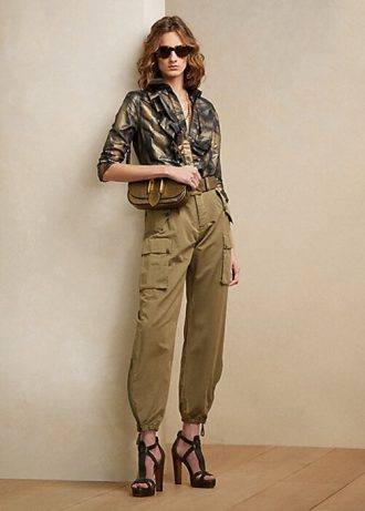 Svarta Ralph Lauren Keara metalliska skjortor med volanger för kvinnor Svarta Ralph Lauren Keara metalliska skjortor med volanger för kvinnor