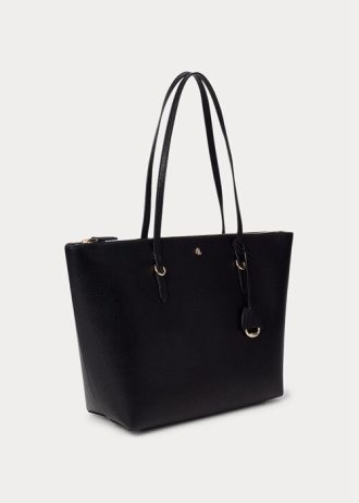 Svarta Ralph Lauren Keaton tygväskor i konstläder för kvinnor Svarta Ralph Lauren Keaton tygväskor i konstläder för kvinnor