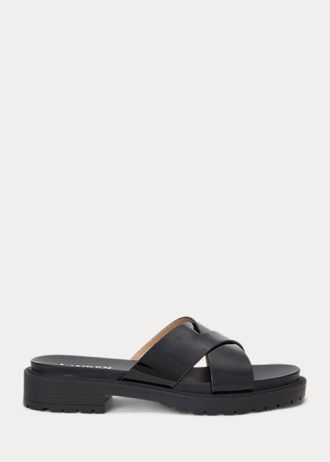 Svarta Ralph Lauren Kelsie lacktofflor för kvinnor