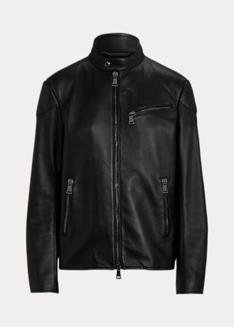 Svarta Ralph Lauren Keven lammskinn bikerjackor för kvinnor Svarta Ralph Lauren Keven lammskinn bikerjackor för kvinnor