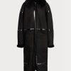 Svarta Ralph Lauren Lanthe Merino Shearling-kappor för kvinnor Svarta Ralph Lauren Lanthe Merino Shearling-kappor för kvinnor