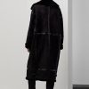 Svarta Ralph Lauren Lanthe Merino Shearling-kappor för kvinnor Svarta Ralph Lauren Lanthe Merino Shearling-kappor för kvinnor