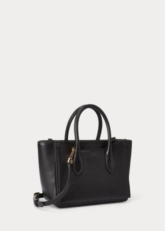 Svarta Ralph Lauren läder mini Sloane väskor för kvinnor