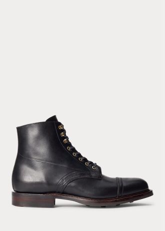 Svarta Ralph Lauren läderstövlar för män