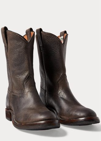 Svarta Ralph Lauren läderstövlar för män