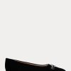 Svarta Ralph Lauren Lilah Sammetsbalett platta skor för kvinnor Svarta Ralph Lauren Lilah Sammetsbalett platta skor för kvinnor