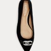 Svarta Ralph Lauren Lilah Sammetsbalett platta skor för kvinnor Svarta Ralph Lauren Lilah Sammetsbalett platta skor för kvinnor