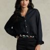 Svarta Ralph Lauren linneskjortor med avslappnad passform för kvinnor Svarta Ralph Lauren linneskjortor med avslappnad passform för kvinnor
