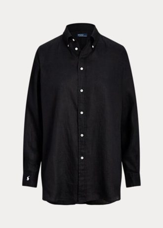 Svarta Ralph Lauren linneskjortor med avslappnad passform för kvinnor