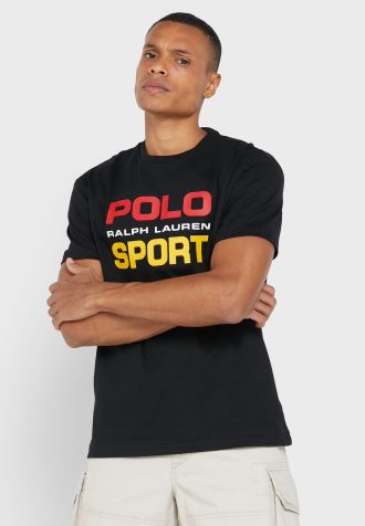 Svarta Ralph Lauren logotyp T-shirts med rund hals för män