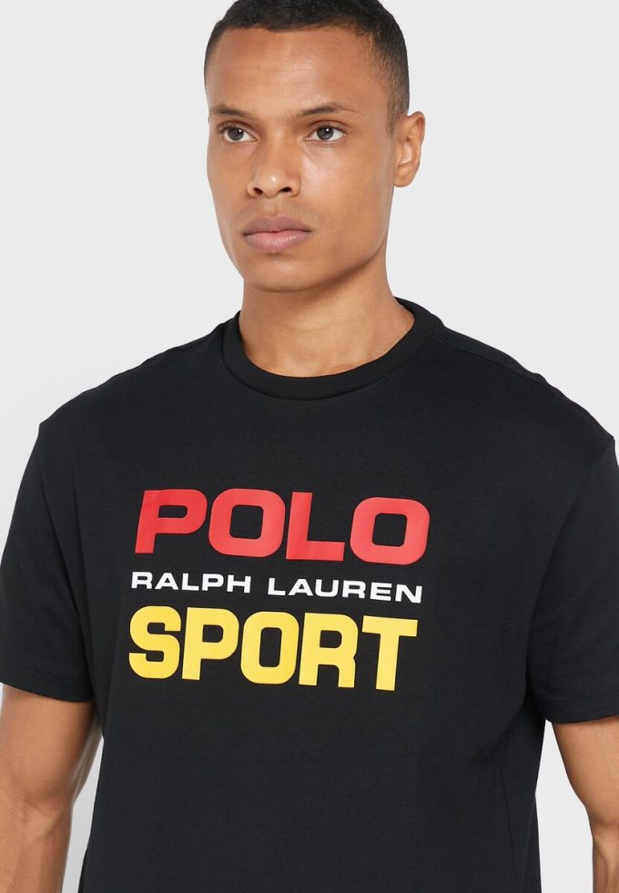 Svarta Ralph Lauren logotyp T-shirts med rund hals för män