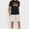 Svarta Ralph Lauren logotyp T-shirts med rund hals för män