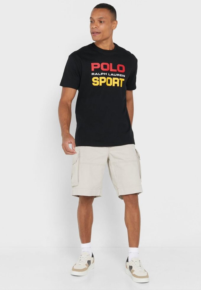 Svarta Ralph Lauren logotyp T-shirts med rund hals för män