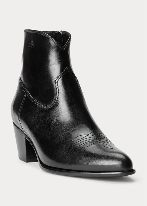 Svarta Ralph Lauren Lucille läderstövlar för kvinnor Svarta Ralph Lauren Lucille läderstövlar för kvinnor