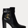 Svarta Ralph Lauren Madelyn Burnished läderstövlar för kvinnor Svarta Ralph Lauren Madelyn Burnished läderstövlar för kvinnor