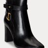 Svarta Ralph Lauren Madelyn Burnished läderstövlar för kvinnor Svarta Ralph Lauren Madelyn Burnished läderstövlar för kvinnor