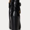 Svarta Ralph Lauren Madelyn Burnished läderstövlar för kvinnor Svarta Ralph Lauren Madelyn Burnished läderstövlar för kvinnor