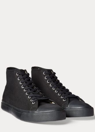 Svarta Ralph Lauren Mayport Canvas Sneakers för kvinnor