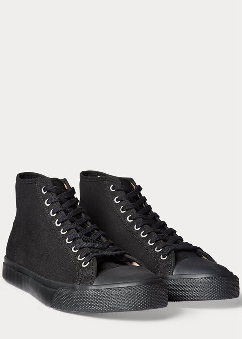 Svarta Ralph Lauren Mayport Canvas Sneakers för män Svarta Ralph Lauren Mayport Canvas Sneakers för män