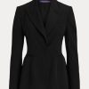 Svarta Ralph Lauren Meritta Wool Barathea-jackor för kvinnor Svarta Ralph Lauren Meritta Wool Barathea-jackor för kvinnor