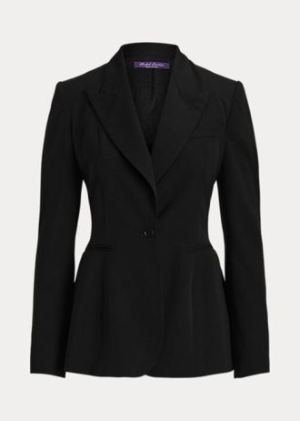 Svarta Ralph Lauren Meritta Wool Barathea-jackor för kvinnor