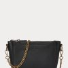 Svarta Ralph Lauren Mini Sloane Crossbody-väskor i läder för kvinnor Svarta Ralph Lauren Mini Sloane Crossbody-väskor i läder för kvinnor