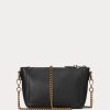 Svarta Ralph Lauren Mini Sloane Crossbody-väskor i läder för kvinnor Svarta Ralph Lauren Mini Sloane Crossbody-väskor i läder för kvinnor