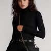 Svarta Ralph Lauren Mini Sloane Crossbody-väskor i läder för kvinnor Svarta Ralph Lauren Mini Sloane Crossbody-väskor i läder för kvinnor