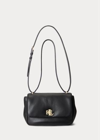 Svarta Ralph Lauren Nappa Läder Medium Axelväskor för kvinnor