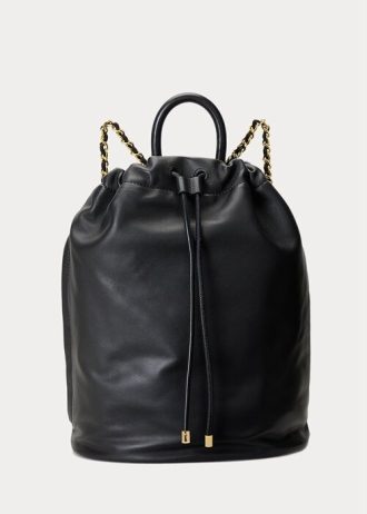Svarta Ralph Lauren Nappa Läder Medium Izzie ryggsäckar för kvinnor