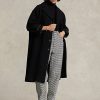 Svarta Ralph Lauren Oversize Herringbone ull-blandning kappor för kvinnor Svarta Ralph Lauren Oversize Herringbone ull-blandning kappor för kvinnor