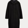 Svarta Ralph Lauren Oversize Herringbone ull-blandning kappor för kvinnor Svarta Ralph Lauren Oversize Herringbone ull-blandning kappor för kvinnor