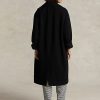 Svarta Ralph Lauren Oversize Herringbone ull-blandning kappor för kvinnor Svarta Ralph Lauren Oversize Herringbone ull-blandning kappor för kvinnor