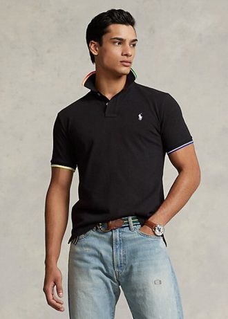Svarta Ralph Lauren Pikétröjor i klassisk passform för män Svarta Ralph Lauren Pikétröjor i klassisk passform för män