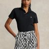 Svarta Ralph Lauren Pikétröjor med mesh i klassisk passform för kvinnor Svarta Ralph Lauren Pikétröjor med mesh i klassisk passform för kvinnor