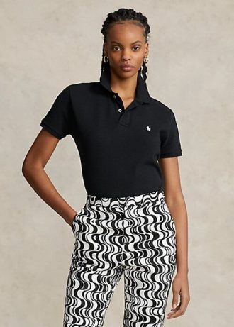 Svarta Ralph Lauren Pikétröjor med mesh i klassisk passform för kvinnor