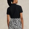 Svarta Ralph Lauren Pikétröjor med mesh i klassisk passform för kvinnor Svarta Ralph Lauren Pikétröjor med mesh i klassisk passform för kvinnor