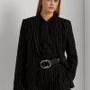 Svarta Ralph Lauren Pinstripe Twill Blazers i linneblandning för kvinnor Svarta Ralph Lauren Pinstripe Twill Blazers i linneblandning för kvinnor