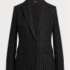 Svarta Ralph Lauren Pinstripe Twill Blazers i linneblandning för kvinnor Svarta Ralph Lauren Pinstripe Twill Blazers i linneblandning för kvinnor