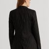 Svarta Ralph Lauren Pinstripe Twill Blazers i linneblandning för kvinnor Svarta Ralph Lauren Pinstripe Twill Blazers i linneblandning för kvinnor