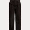 Svarta Ralph Lauren Pinstripe Wool Crepe byxor med vida ben för kvinnor Svarta Ralph Lauren Pinstripe Wool Crepe byxor med vida ben för kvinnor