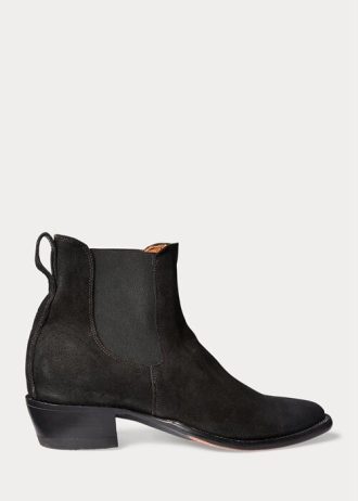 Svarta Ralph Lauren Plainview Chelsea-stövlar i mocka för män Svarta Ralph Lauren Plainview Chelsea-stövlar i mocka för män