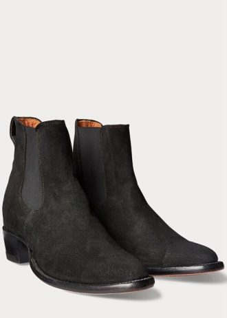 Svarta Ralph Lauren Plainview Chelsea-stövlar i mocka för män Svarta Ralph Lauren Plainview Chelsea-stövlar i mocka för män